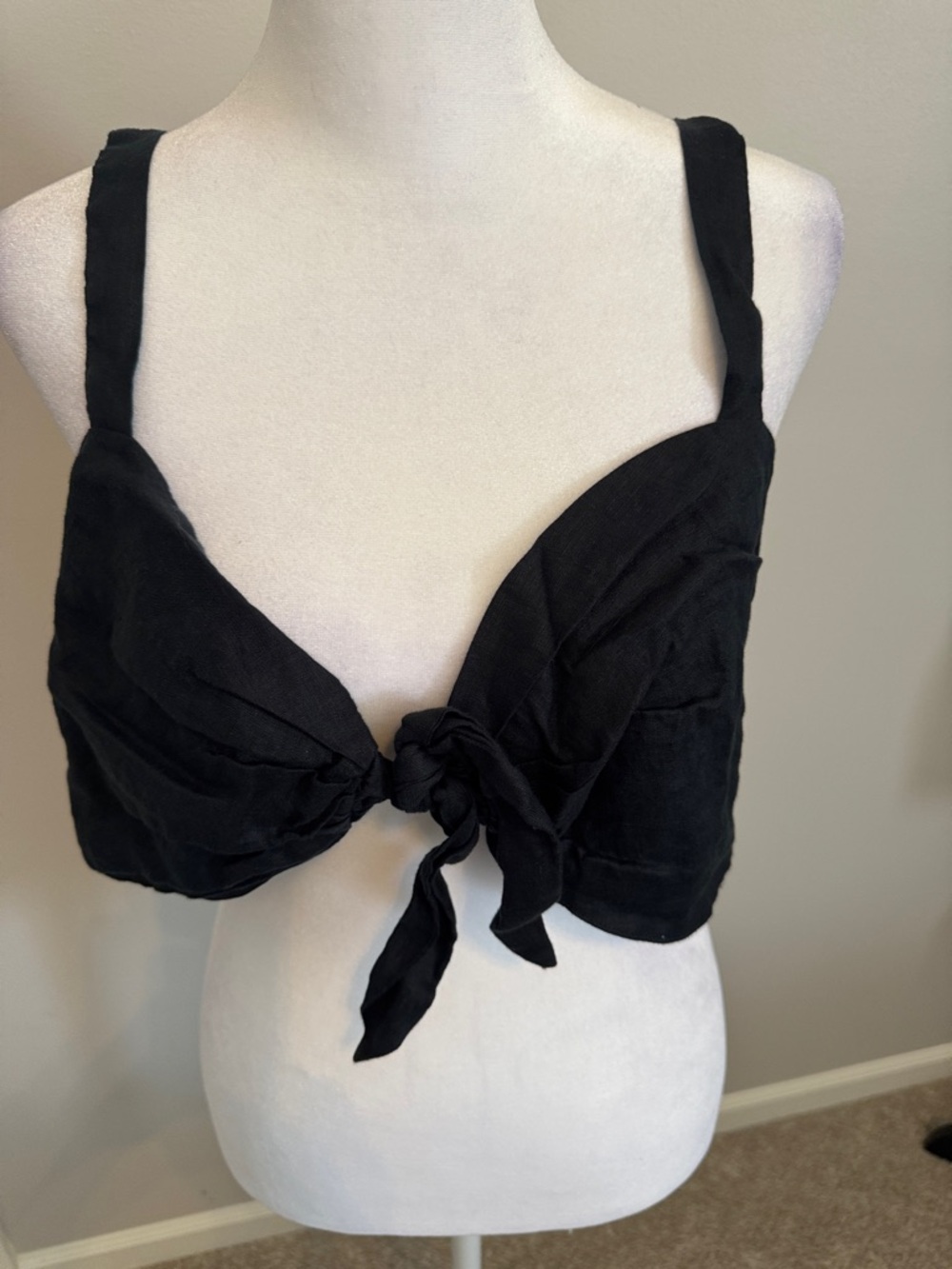 Mauve Black Tie-Front Crop Top